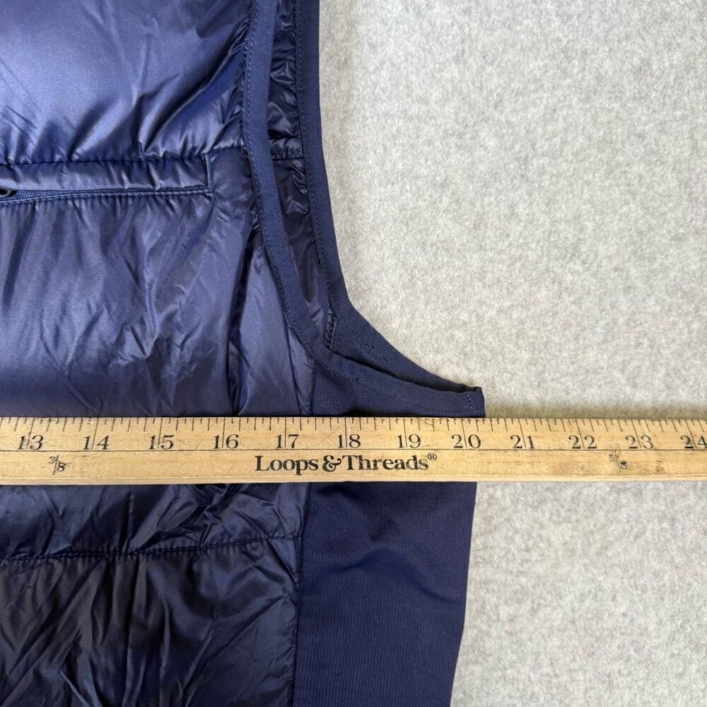 Fabletics Womens Size Large Full Zip Front Puffer Vest Navy Blue Pockets Stretch - Picture 3 of 6